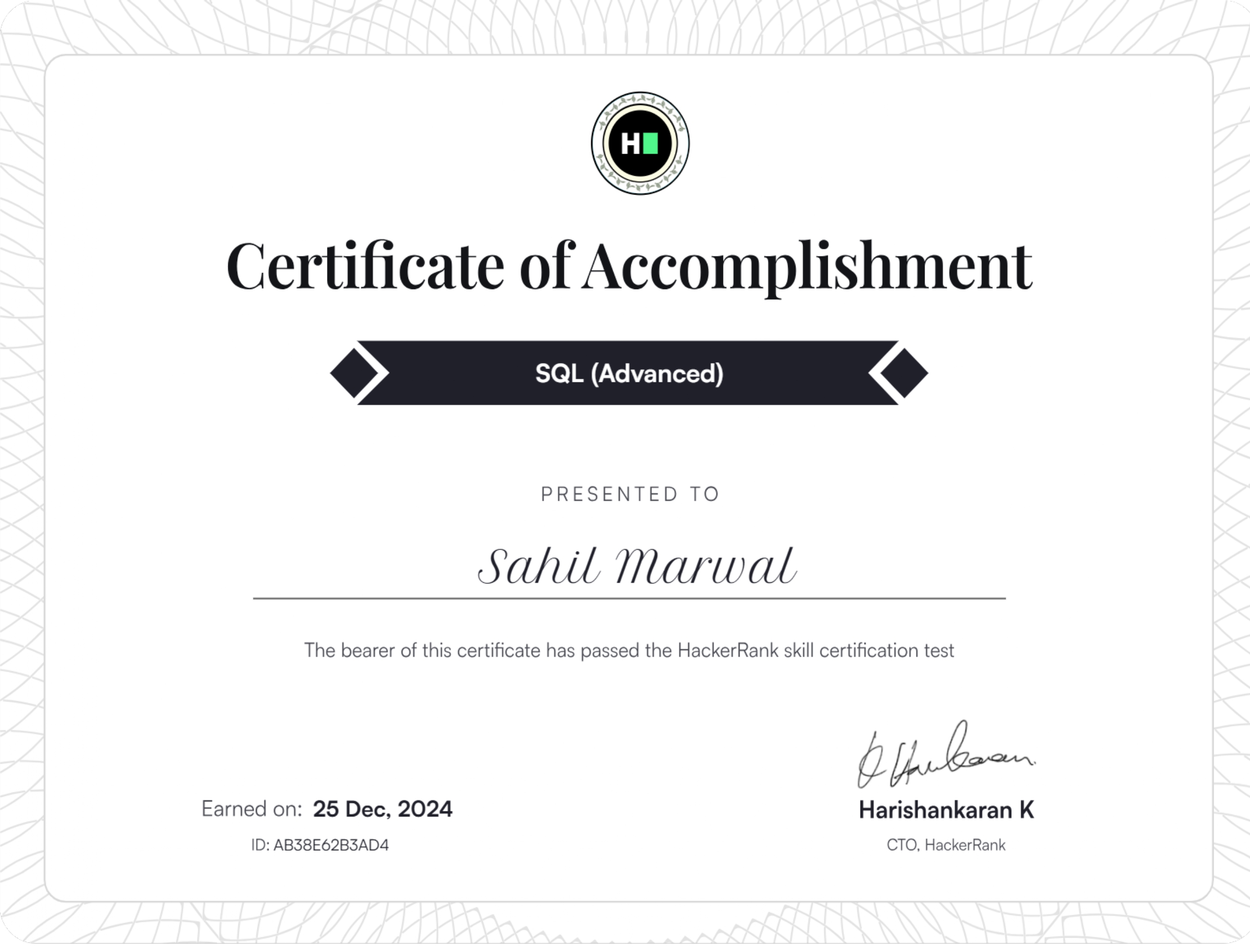 SQL Certificate